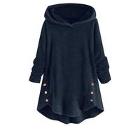 Generisch Pull à capuche en polaire teddy pour femme - Pull à capuche décontracté pour l'hiver - Pull en polaire surdimensionné - Veste chaude en peluche - Longue robe pull légère - Manteau d'hiver en