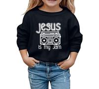 Generisch Pull à capuche et sweat-shirt à manches longues pour fille avec col rond et imprimé pour les tout-petits de 3 à 10 ans, tenue d'automne et d'hiver, Noir , 6-7 ans