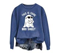 Generisch Pull à capuche gothique punk pour femme - Pull à manches longues - Cordon de serrage avec poche - Imprimé tête de mort - Mini robe avec capuche, bleu, S