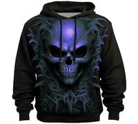 Generisch Pull à capuche imprimé décontracté streetwear sweat-shirt doux confortable manches longues polaire chaude design gothique élégant, Violet foncé., XS