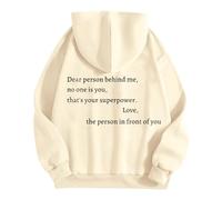 Generisch Pull à capuche pour femme avec inscription en allemand "Liebe Person hinter Mir, niemand bist du, das ist Deine Superkraft" Hoodies Anime, beige, L