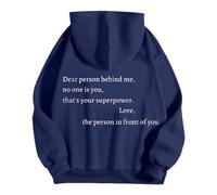 Generisch Pull à capuche pour femme avec inscription en allemand "Liebe Person hinter Mir, niemand bist du, das ist Deine Superkraft" Hoodies Anime, Marine, XXL