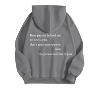 Generisch Pull à capuche pour femme avec inscription en allemand "Liebe Person hinter Mir, niemand bist du, das ist Deine Superkraft" Hoodies Anime, gris foncé, XL