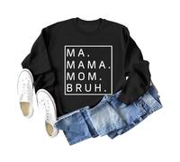 Generisch Pull à capuche pour femme avec inscription « Ma Mama Mom » - Pour femme - T-shirt graphique ample à manches longues, Noir , S