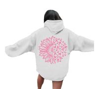 Generisch Pull à capuche pour femme avec l'éducation du cancer du sein, bande de cœur mignonne, impression graphique, haut inspirant, robes pour femmes, Blanc., M