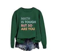 Generisch Pull à capuche pour femme Mathe est lourd, mais vous aussi, sweat-shirt pour femme avec lettres graphiques amusantes, col rond et manches longues, vert, XXL