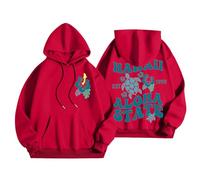 Generisch Pull à capuche pour femme Sweat-shirt à capuche imprimé lettre tortue sweat à capuche imprimé haut décontracté, rouge, XL