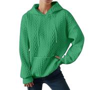 Generisch Pull à capuche surdimensionné en jacquard avec poches pour femme | Sweat à capuche pour femme - Col rond - En polaire - Élégant - Ample - Manches longues - Chaud - En tricot côtelé