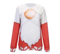 Generisch Pull à col rond pour femme en tricot doux avec un design imprimé tendance pour une élégance décontractée et un confort chaud, rouge, XXL
