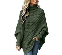 Generisch Pull à col roulé, poncho, tricot, coupe ample, manches longues, coupe asymétrique, cape pour l'hiver