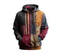 Generisch Pull à fermeture éclair pour homme décontracté drapeau américain sweat à capuche God Worship manches longues Sweatshirt rétro amour chrétien T-shirt, bleu clair, S