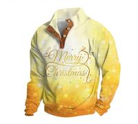 Generisch Pull à manches longues pour hommes avec impression 3D de Noël Grand sweat-shirt à capuche de style décontracté, jaune, M