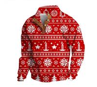 Generisch Pull à manches longues pour hommes avec motif de Noël imprimé 3D sweatshirt haut sweat à capuche polyvalent style 1, Rose, M