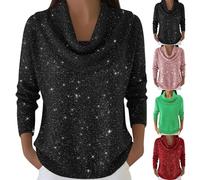 Generisch Pull à paillettes pour femme - Brillant - Pour fête disco - Avec paillettes - Pour le Nouvel An - Pour Noël, fête, mariage, carnaval
