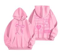 Generisch Pull à rayures pour femme avec graphisme de mots, sweat à capuche, sweatshirts tendance, vêtements Preppy, sweat-shirt à manches longues, sweat-shirt avec femme, Rose, XL