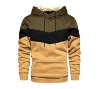 Generisch Pull avec poche ventrale pour hommes, sweat-shirt à capuche, classique couleur assortie, sweat-shirt décontracté simple vintage avec capuche, patchwork, AG, L