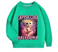 Generisch Pull ballerine cappuccina pour garçons et filles, pour enfants - Automne et hiver - 100 % coton - Rouge brun italien - Imprimé amusant - Col rond - Sans capuche - Cadeau, vert, 110