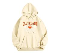 Generisch Pull coloré imprimé sweat à capuche manches longues avec sweatshirt haut pull graphique slogan épaule cordon de serrage sweat à capuche oreilles queue, beige, M