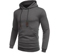 Generisch Pull Couverture Hiver Sweatshirt Couleur Unie Manches Longues Sweat à Capuche Col Rond Cordon de Serrage Sport Chemisier de Poche Homme Rouge, Gris foncé, XL
