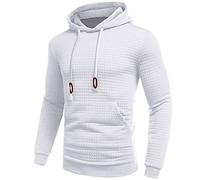 Generisch Pull Couverture Hiver Sweatshirt Couleur Unie Manches Longues Sweat à Capuche Col Rond Cordon de Serrage Sport Chemisier de Poche Homme Rouge, Blanc., 3XL