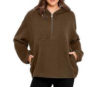 Generisch Pull d'automne pour femmes Sweat-shirt sans capuche T-shirt à manches longues Taille : 23/5000 pages : sweat à capuche polaire avec fermeture éclair quart pour femme, laine d'agneau, sweat à