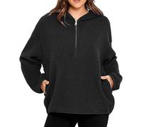 Generisch Pull d'automne pour femmes Sweat-shirt sans capuche T-shirt à manches longues Taille : 23/5000 pages : sweat à capuche polaire avec fermeture éclair quart pour femme, laine d'agneau, sweat à