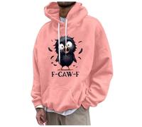 Generisch Pull de Noël à capuche pour homme avec pull graphique pour les loisirs. Tissu polaire confortable avec motif oiseau, idéal pour un usage quotidien., Rose, S