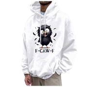 Generisch Pull de Noël à capuche pour homme avec pull graphique pour les loisirs. Tissu polaire confortable avec motif oiseau, idéal pour un usage quotidien., Blanc., S