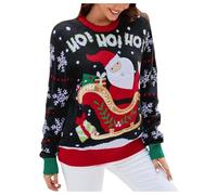 Generisch Pull de Noël brodé pour femme, Noir , L