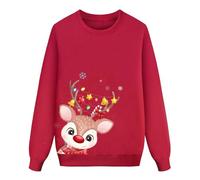 Generisch Pull de Noël décontracté pour femme à manches longues avec lettres imprimées, sweat-shirt confortable au look familial pour des vacances inoubliables, rouge, XL