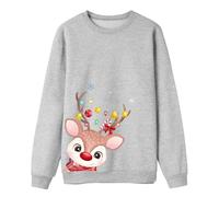 Generisch Pull de Noël décontracté pour femme à manches longues avec lettres imprimées, sweat-shirt confortable au look familial pour des vacances inoubliables, gris, M