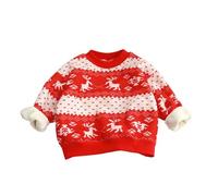 Generisch Pull de Noël douillet pour enfants avec un charmant motif de renne, doublure en polaire douce pour plus de chaleur en automne et en hiver, idéal pour les garçons et les filles, multicolore