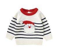 Generisch Pull de Noël Fair-Isle pour tout-petits - Tenue festive pour les vacances - Pull chaud et douillet, Blanc., 12-18 mois