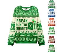Generisch Pull de Noël Femme Homme Thème Excel - Pull Drôle de Bureau avec Spreadsheet/Excel Erreur Indications Freak In The Sheets Tenue de Noël Festive Sweat-shirt, A02 vert., L