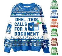 Generisch Pull de Noël Femme Homme Thème Excel - Pull Drôle de Bureau avec Spreadsheet/Excel Erreur Indications Freak In The Sheets Tenue de Noël Festive Sweat-shirt, A01 bleu., M