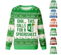 Generisch Pull de Noël Femme Homme Thème Excel - Pull Drôle de Bureau avec Spreadsheet/Excel Erreur Indications Freak In The Sheets Tenue de Noël Festive Sweat-shirt, A05 vert, XL