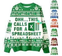 Generisch Pull de Noël Femme Homme Thème Excel - Pull Drôle de Bureau avec Spreadsheet/Excel Erreur Indications Freak In The Sheets Tenue de Noël Festive Sweat-shirt, A03 vert., M
