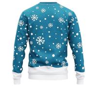 Generisch Pull de Noël luxueux grande taille avec imprimé renne, col roulé, tricot fin de qualité, design moderne - Parfait pour les jours d'hiver festifs et les soirées chandelles, bleu ciel, 3XL