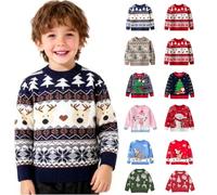 Generisch Pull de Noël pour enfant fille garçon bébé - Pull en tricot pour tout-petit - Tenue de Noël - Pull de Noël - Pull d'hiver chaud en tricot, A01 rose, 4 ans