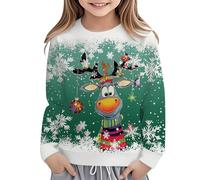 Generisch Pull de Noël pour enfants garçons filles sweatshirt Noël renne motif de Noël douillet doux chaud confortable à manches longues pull festif drôle Noël quotidien école vêtements de Noël