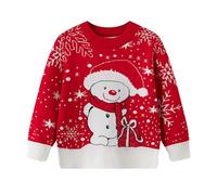 Generisch Pull de Noël pour enfants - Pull festif pour filles et garçons - Idéal pour la saison froide - Motifs mignons pour les petits anges, rouge, 3-4 ans
