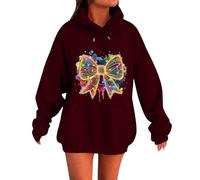 Generisch Pull de Noël pour femme avec paillettes, sweat à capuche de Noël pour femme en coton festif vêtements de Noël sweat-shirt décontracté avec capuche et poches Sweat à capuche de Noël imprimé