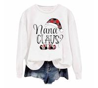 Generisch Pull de Noël pour femme - Pull de Noël à manches longues - Pull mimi de Noël, Blanc., L