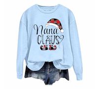 Generisch Pull de Noël pour femme - Pull de Noël à manches longues - Pull mimi de Noël, bleu ciel, XL