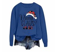 Generisch Pull de Noël pour femme - Pull de Noël à manches longues - Pull mimi de Noël, bleu, S