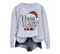 Generisch Pull de Noël pour femme - Pull de Noël à manches longues - Pull mimi de Noël, Gris clair., XL
