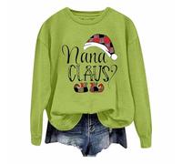 Generisch Pull de Noël pour femme - Pull de Noël à manches longues - Pull mimi de Noël, vert, S