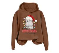 Generisch Pull de Noël pour femme - Pull de Noël pour femme - Je veux faire un hippopotame avec un sweat à capuche., café, L
