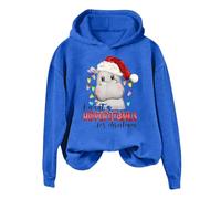 Generisch Pull de Noël pour femme - Pull de Noël pour femme - Je veux faire un hippopotame avec un sweat à capuche., bleu, L