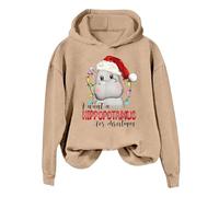 Generisch Pull de Noël pour femme - Pull de Noël pour femme - Je veux faire un hippopotame avec un sweat à capuche., kaki, M